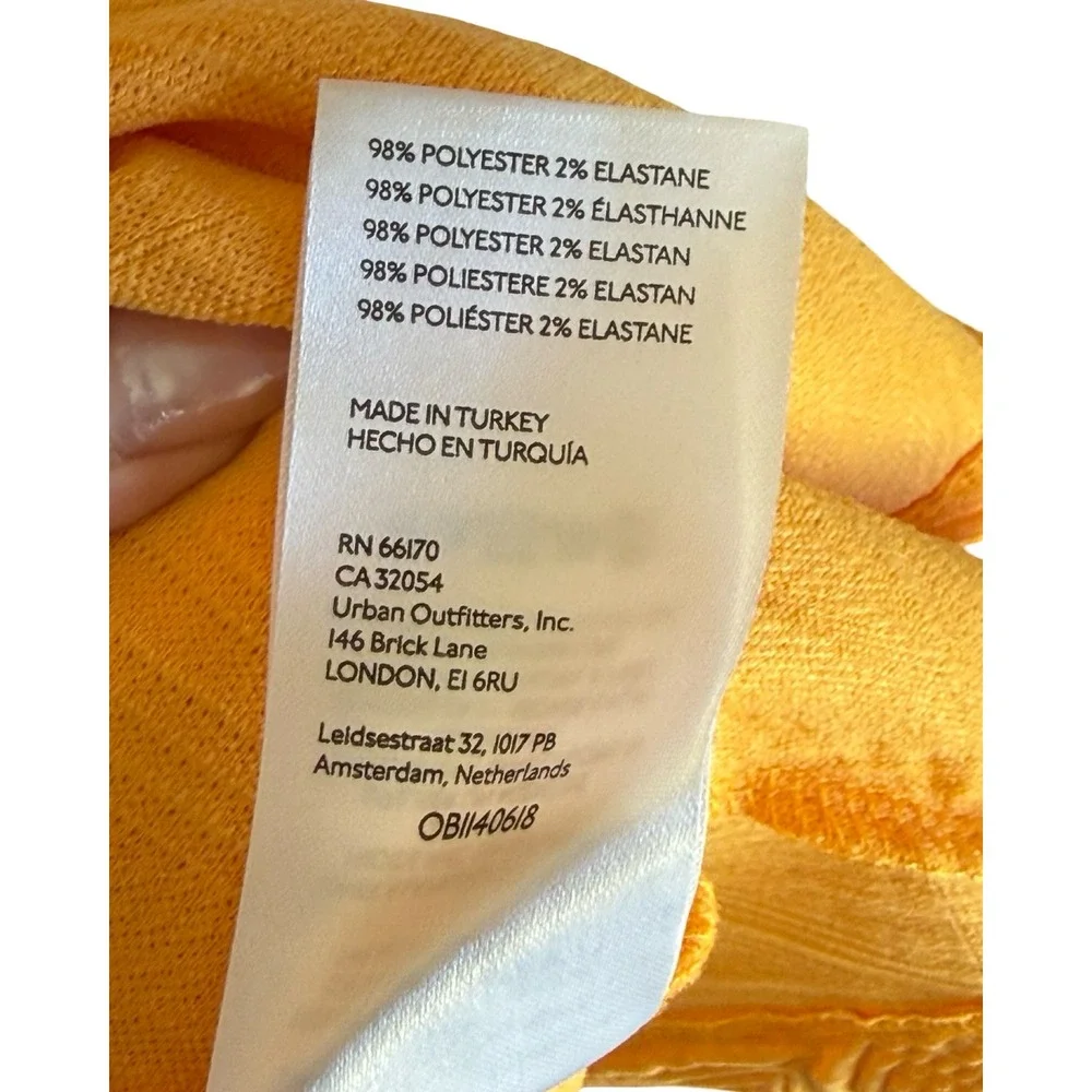 Free People Orange Textured Puff Sleeve Tie Back Mini Dress Small OB1140618